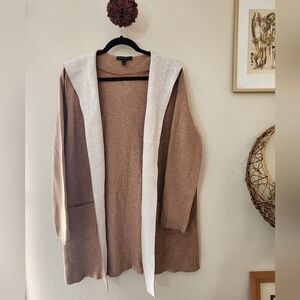 Banana Republic Hooded Open-Front Two Tone Cardigan Coatigan. Size L